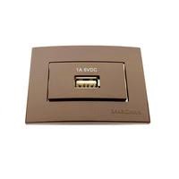 3901 - CONJUNTO 1 TOMADA P/ MOVEL CARREGADOR USB MARROM 1A-BIV